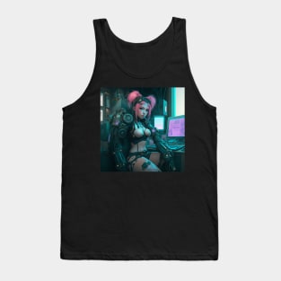 Cyberpunk Pink Hair Hacker Tank Top